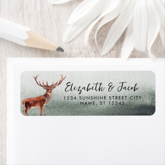 Elegant Deer Buck Mariages Adresse de retour (En situation)