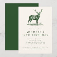 Elegant Deer Hunting Green Adult Birthday Party
