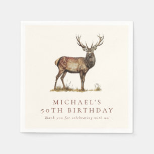 Elegant Deer Hunting Stag Adult Birthday Party Napkin