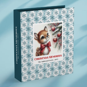 Elegant deer snowy forest kids Christmas memory Binder
