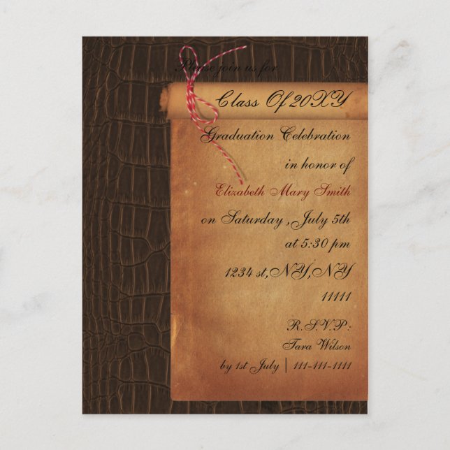 élégant défilement Graduation party Invitation (Devant)