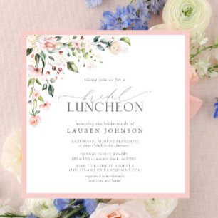 Élégant déjeuner nuptial Floral Pink Invitation