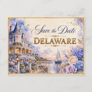 Elegant Delaware Save the Date Wedding Invitation Postcard