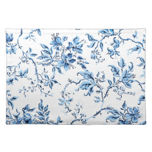 Elegant Delft Blue and White Floral Placemat