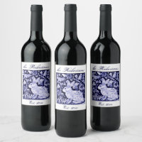 Elegant Delft Navy Blue Bunny Rabbit Birds Custom