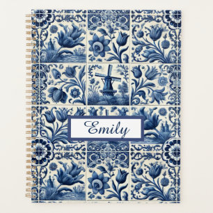 Elegant Delft Tiles Personalized Planner