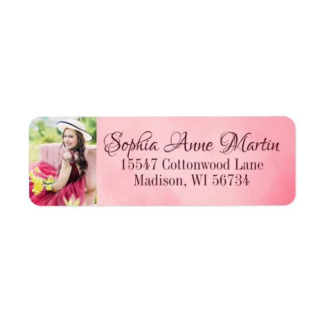 Elegant Delicate and Feminine Pink Photo Address (Front)