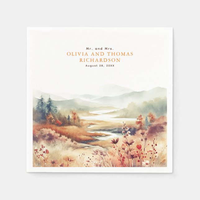 Elegant Delicate Fall Nature  Napkin (Front)