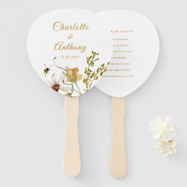 Elegant Delicate Floral Secret Garden Wedding Hand Fan (Front and Back)