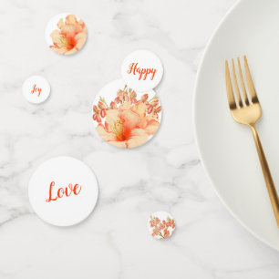 Elegant delicate orange-pink flowers  confetti