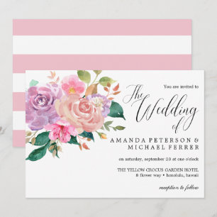 Elegant delicate pink roses bouquet Wedding Invitation