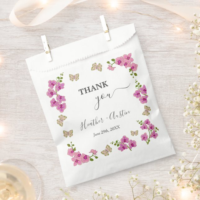 Elegant Delicate Purple Orchids Bohemian Gift Favour Bag (Clipped)