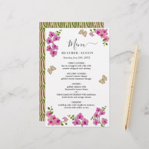 Elegant Delicate Purple Orchids Wedding Menu