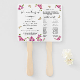 Elegant Delicate Purple Orchids Wedding Program Hand Fan