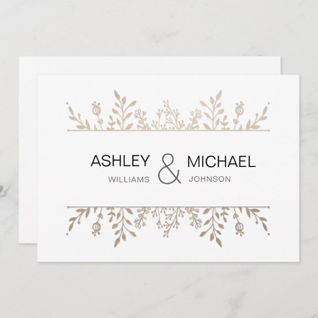 Elegant Delicate Rose Gold Chic Wedding Invitation (Front/Back)