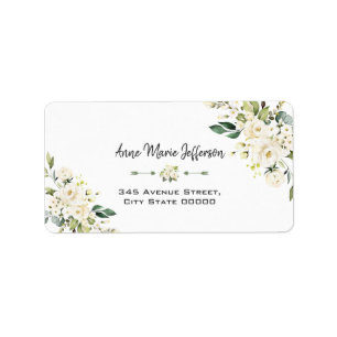 Elegant Delicate White Cream Floral Wedding Label