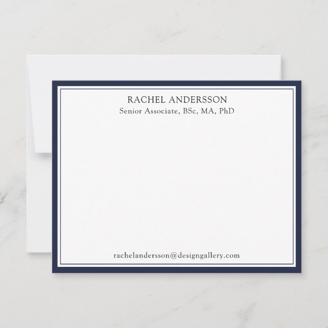 Elegant Denim Blue Professional Correspondence  Card (Front)