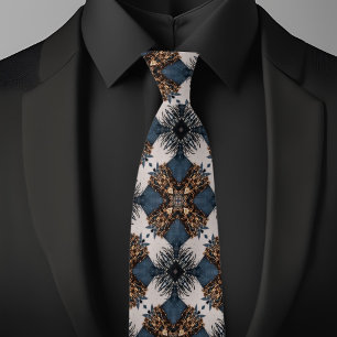 Elegant Denim White and Jewelled X Pattern Tie