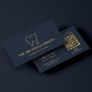 Elegant Dentist Dental Cosmetic Clinic Deep Navy Business Card
