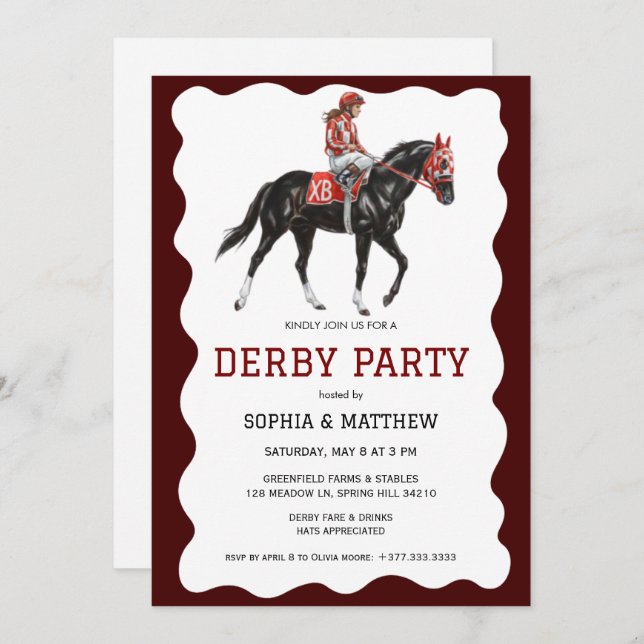 Elegant Derby Party Horse Racing Invitation (Front/Back)
