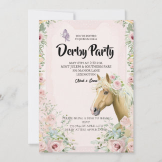 Elegant Derby Party Invitation with Floral Accents