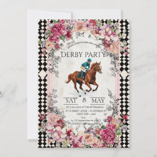 Elegant Derby Party Invitation with Horse Racing I