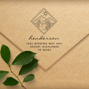 Elegant Desert Landscape Custom Return Address Rubber Stamp