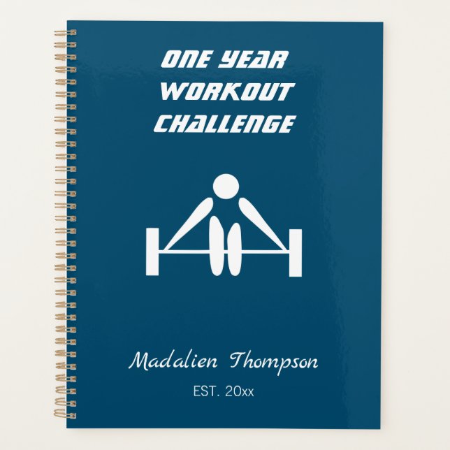 Elegant design exercise weights navy blue training planner (Front)