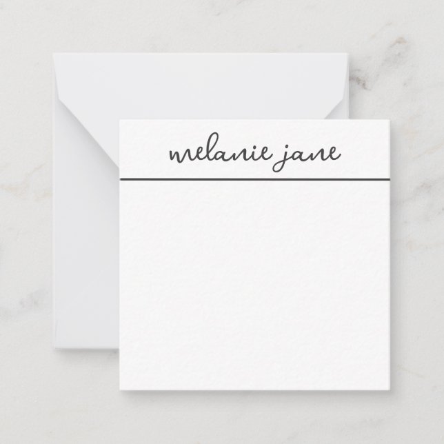 Élégant design moderne Script blanc carte note pla (Devant)