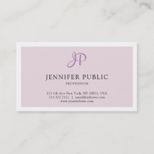 Elegant Design Monogram Sleek Plain Trendy Modern Business Card