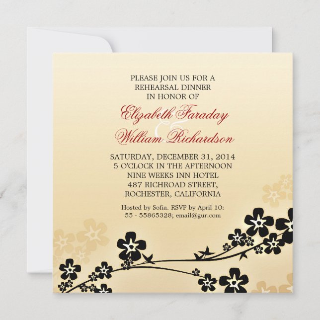 elegant design rehearsal dinner invitations (Front)