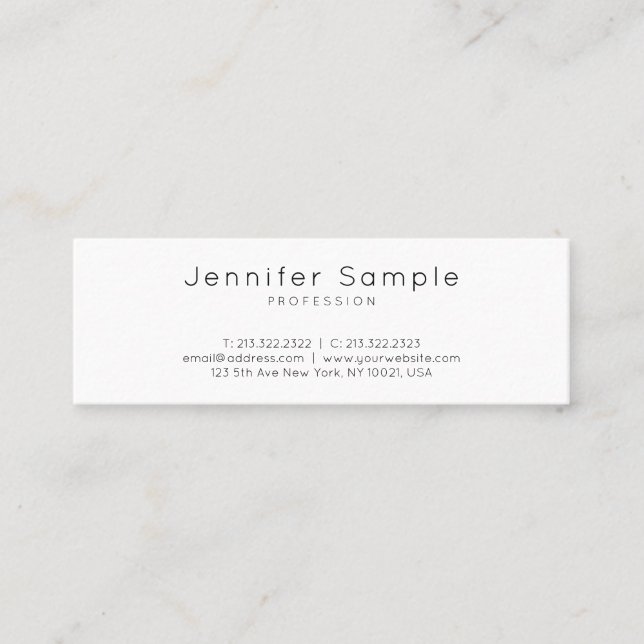 Elegant Design Sleek Plain Professional Modern Mini Business Card (Front)
