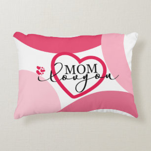 Elegant design Text Mom I Love You With Heart Accent Pillow