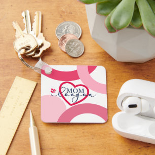 Elegant design Text Mom I Love You With Heart  Keychain