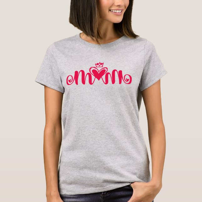 Elegant Design Text Mom Typography With Heart T-Shirt (Front)
