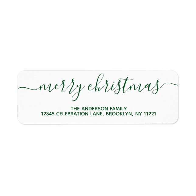 Élégant design vert Joyeux Noël Script (Devant)