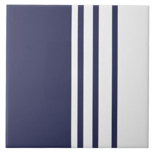Elegant design, vertical stripes, navy blue, white tile
