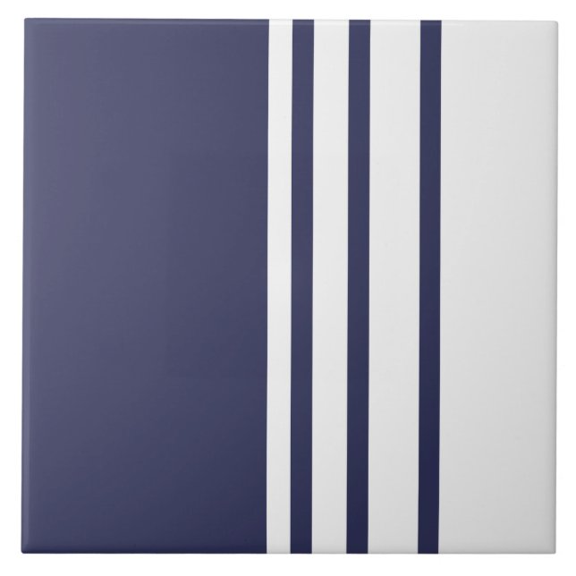 Elegant design, vertical stripes, navy blue, white tile (Front)