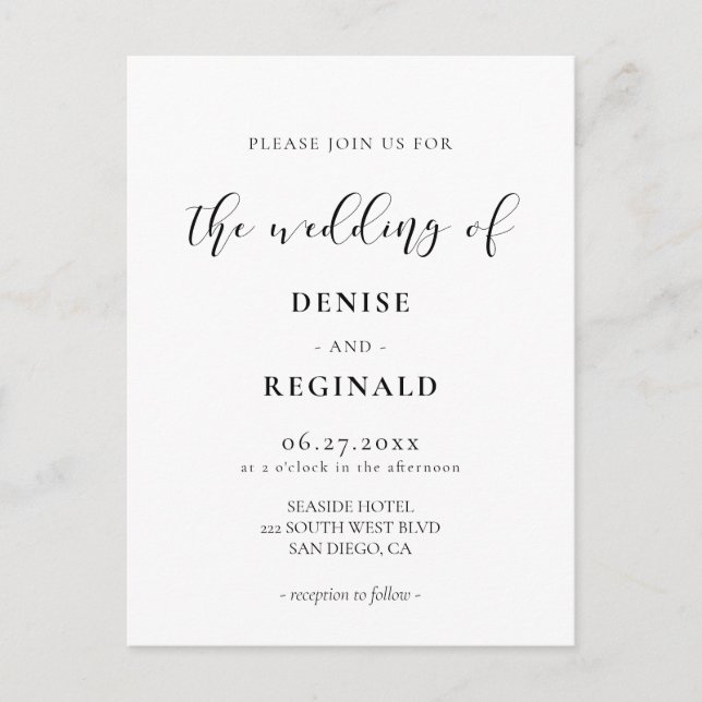Elegant design wedding invitation postcard (Front)