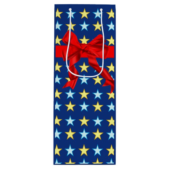 Elegant design with stars wine gift bag (Front)