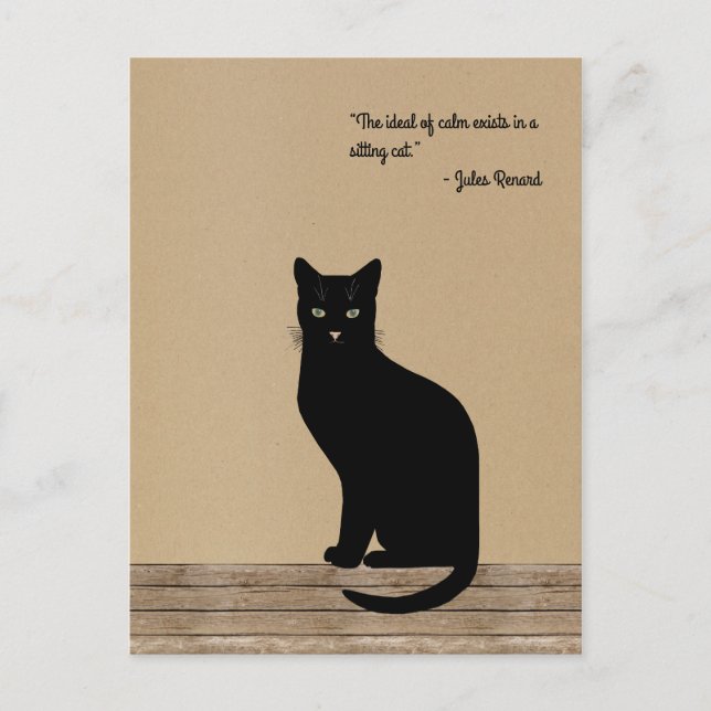 Elegant designed black cat - Renard quote Postcard (Front)