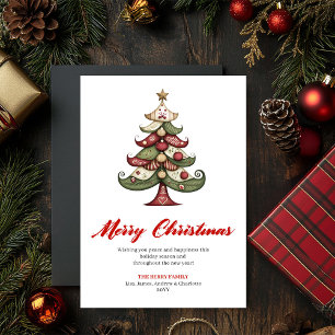 Elegant Designer Christmas Tree Greeting Printable Holiday Card