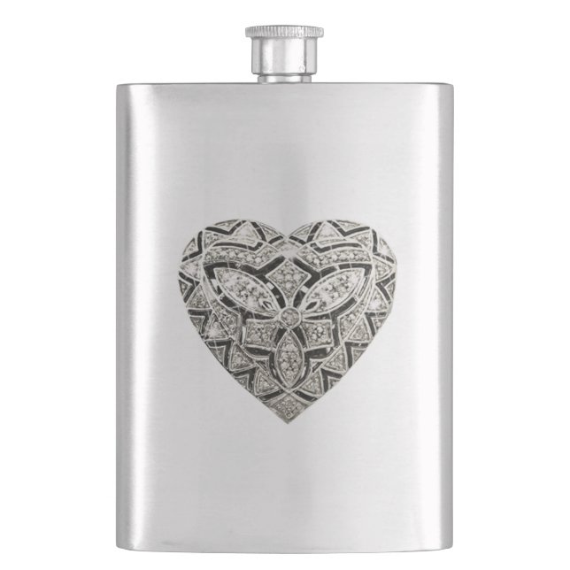 Elegant Designer Heart Flask (Front)