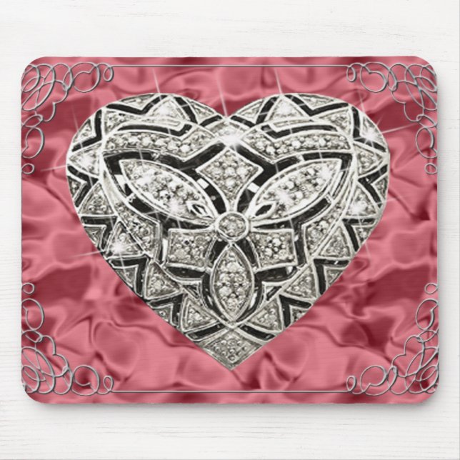 Elegant Designer Heart Red Mouse Pad (Front)