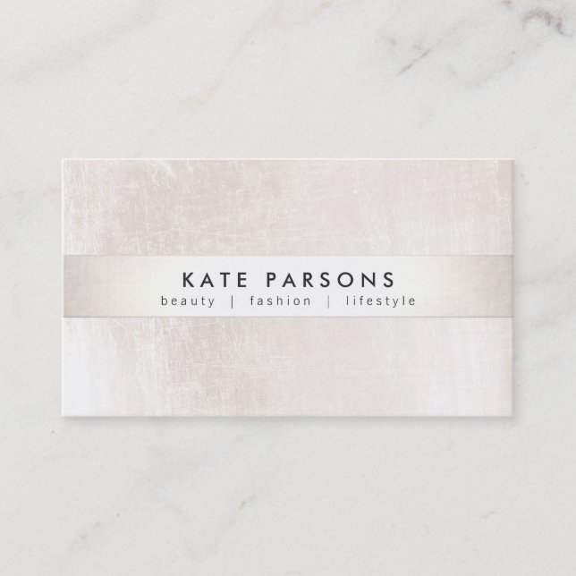 Elegant Designer White Marble and Silver Stripe Business Card (Front)