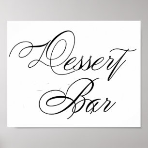 Elegant Dessert Bar Black Script   Horizontal Sign