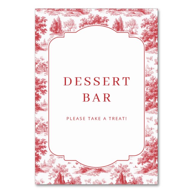 Elegant Dessert Bar Invitation Table Number (Front)