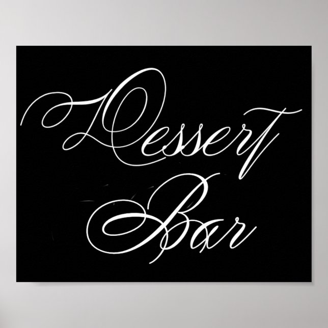 Elegant Dessert Bar White Script | Horizontal Sign (Front)