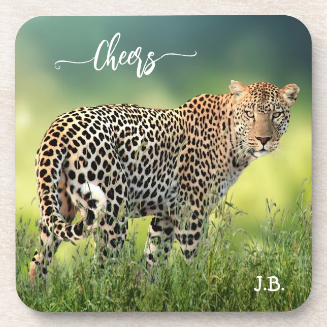 Élégant Dessous de verre de gros chats Leopard (Devant)