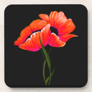 Élégant Dessous de verre des Poppies Orange